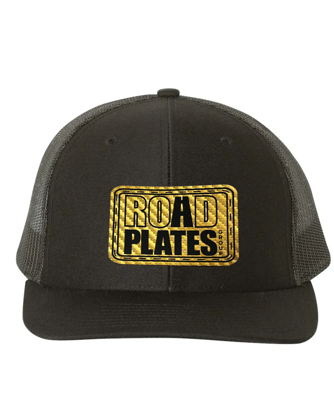 Road Plates Gold/Black Carbon Fiber Leatherette Patch Richardson 112 Hat